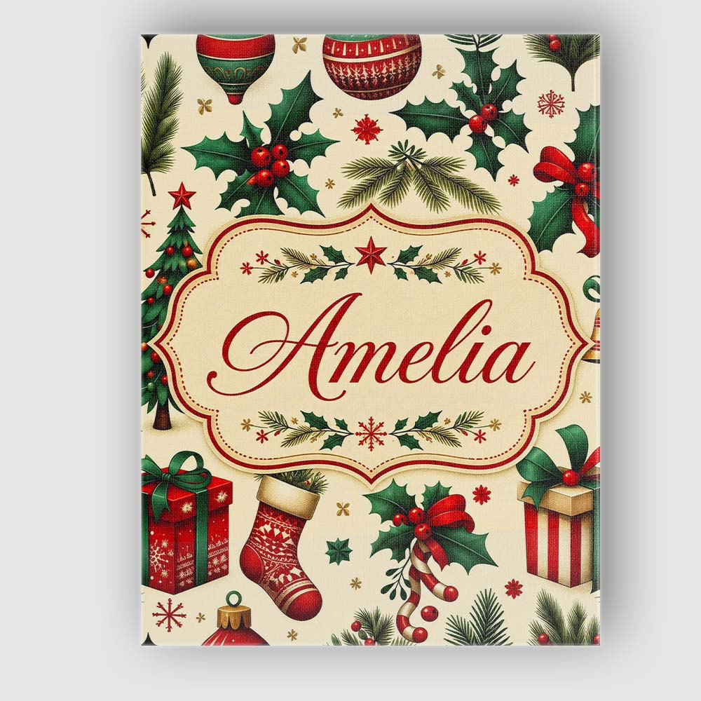 Personalised Name Festive Christmas Gifts Custom Unique Gift Idea Elegant Feature Canvas Wall Art Print Decor Picture Ready to Hang
