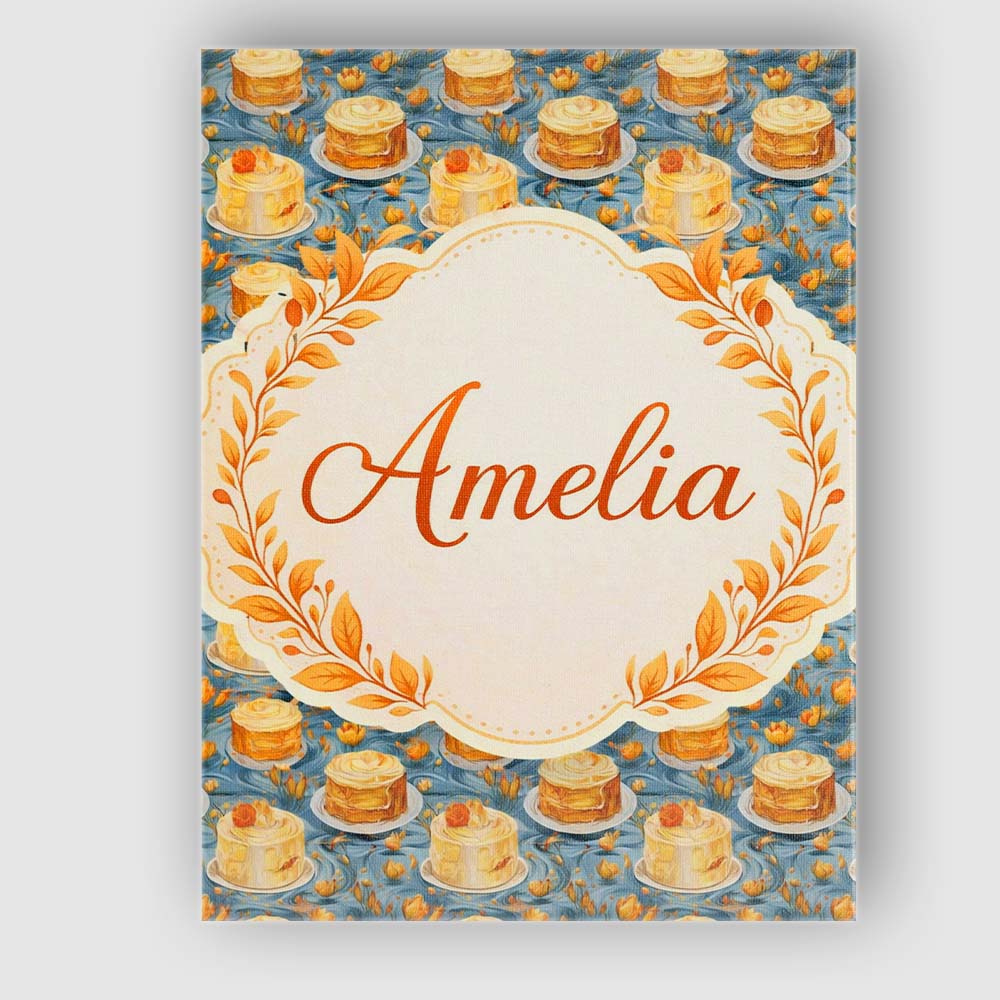 Personalised Name Yellow Artistic Cake Seamless Pattern Painted Custom Statement Canvas Wall Art Print Decor Picture Ready to Hang