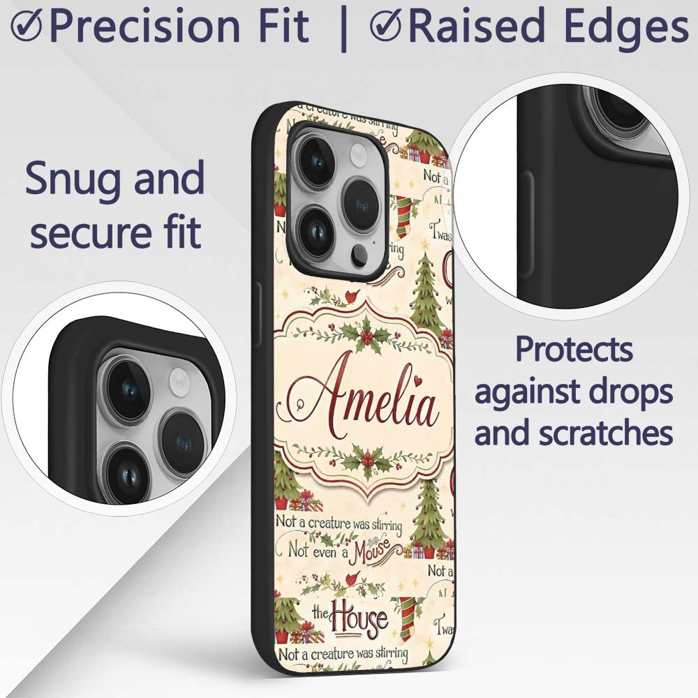 Classic Twas The Night Before Printed Design Custom Name Protective Phone Case Mobile Cover Durable Everyday Smartphone Shock Resistant