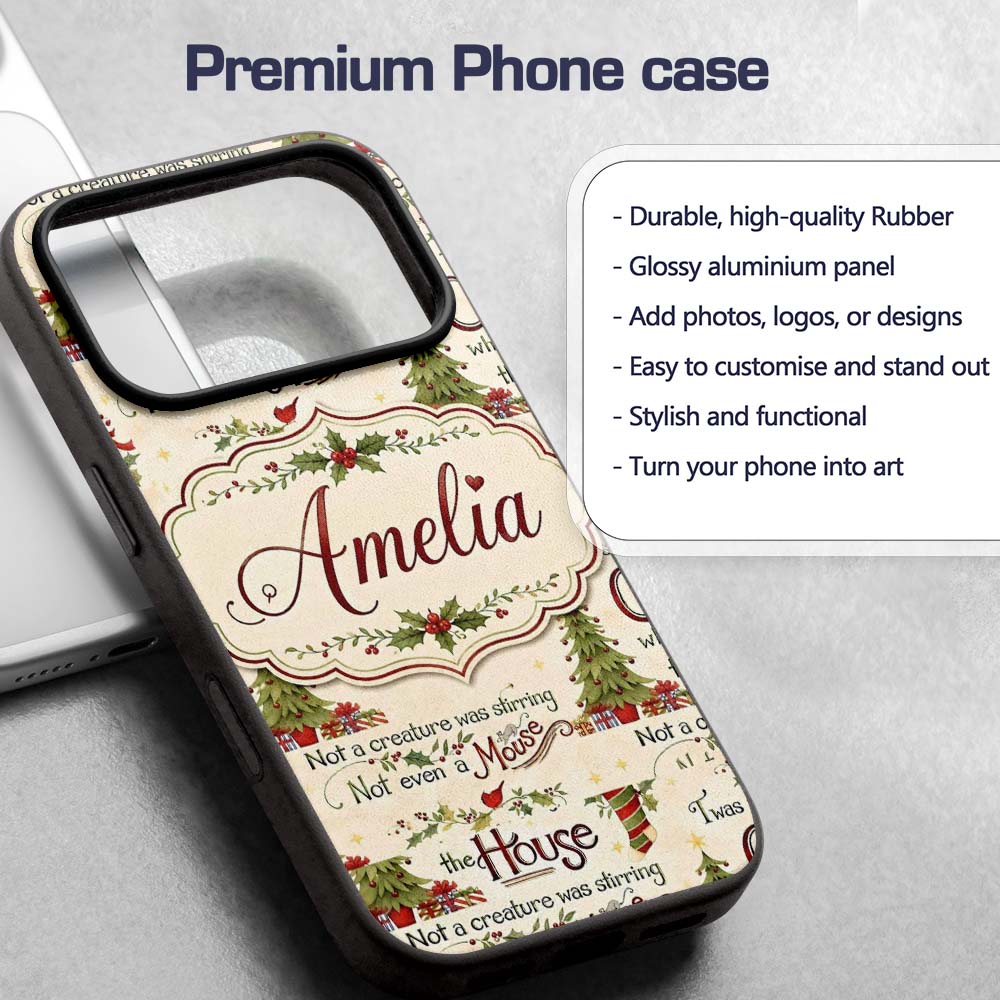 Classic Twas The Night Before Printed Design Custom Name Protective Phone Case Mobile Cover Durable Everyday Smartphone Shock Resistant