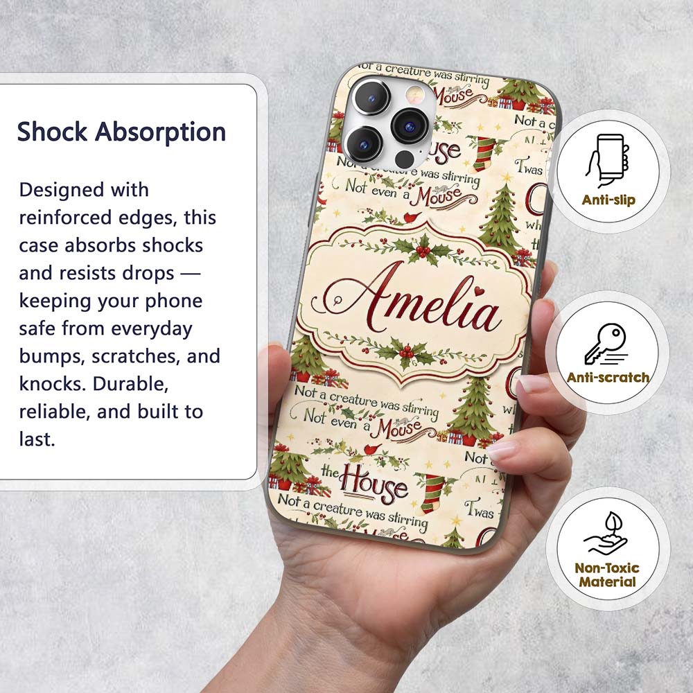 Classic Twas The Night Before Printed Design Custom Name Protective Phone Case Mobile Cover Durable Everyday Smartphone Shock Resistant