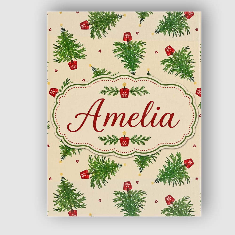 Personalised Name Simple Green Christmas Custom Unique Gift Idea Elegant Feature Canvas Wall Art Print Decor Picture Ready to Hang