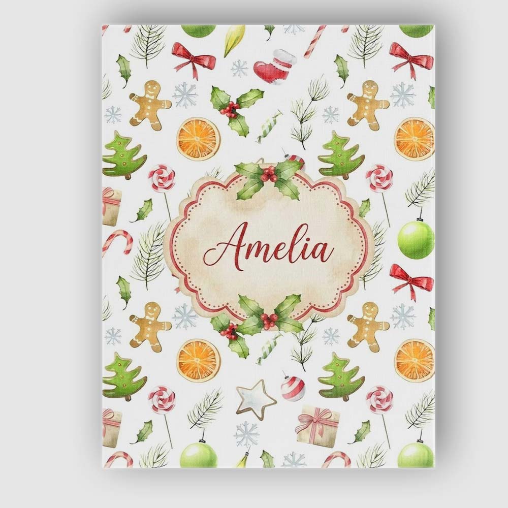 Personalised Name Cute Christmas Cookies Custom Unique Gift Idea Elegant Feature Canvas Wall Art Print Decor Picture Ready to Hang