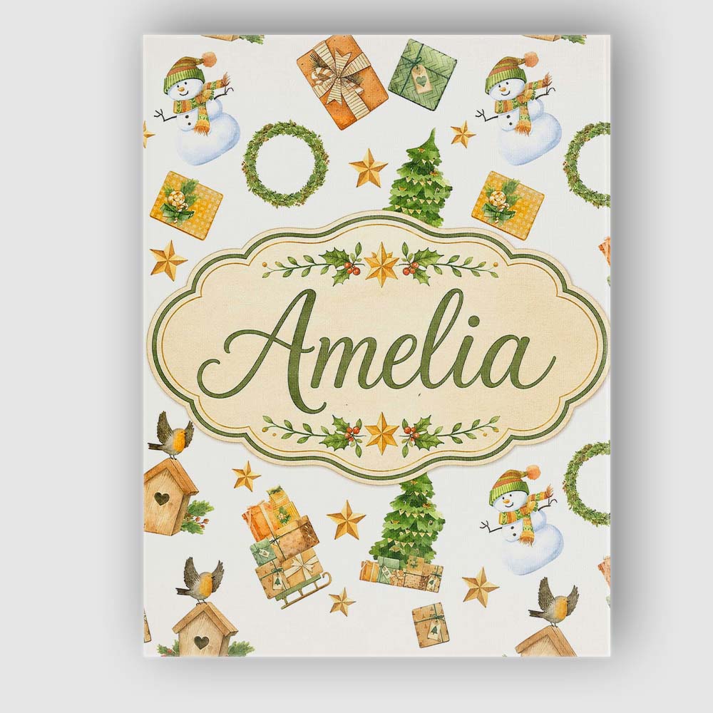 Personalised Name Cute Snowman Gifts Custom Premium Decorative Design Modern Room Accent Canvas Wall Art Print Decor Picture Ready to Hang