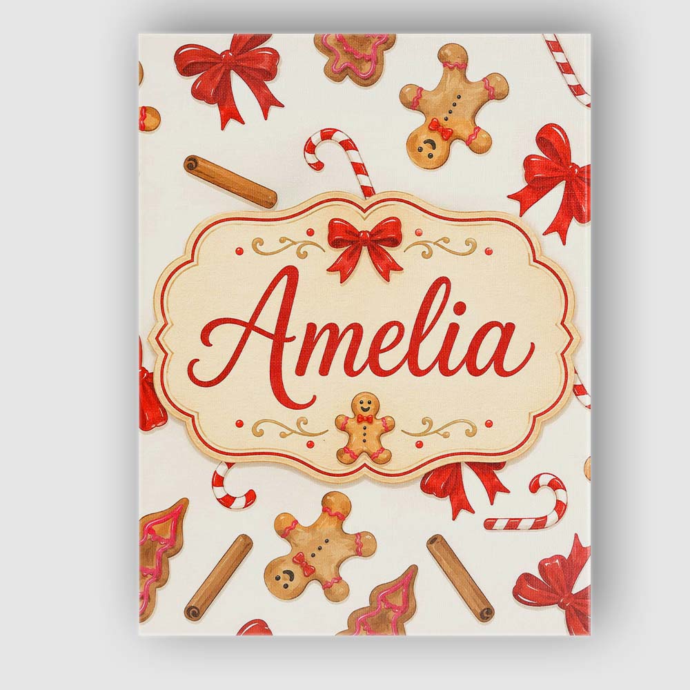 Personalised Name Gingerbread Cookies Candy Custom Bespoke Interior Contemporary Canvas Wall Art Print Decor Picture Ready to Hang