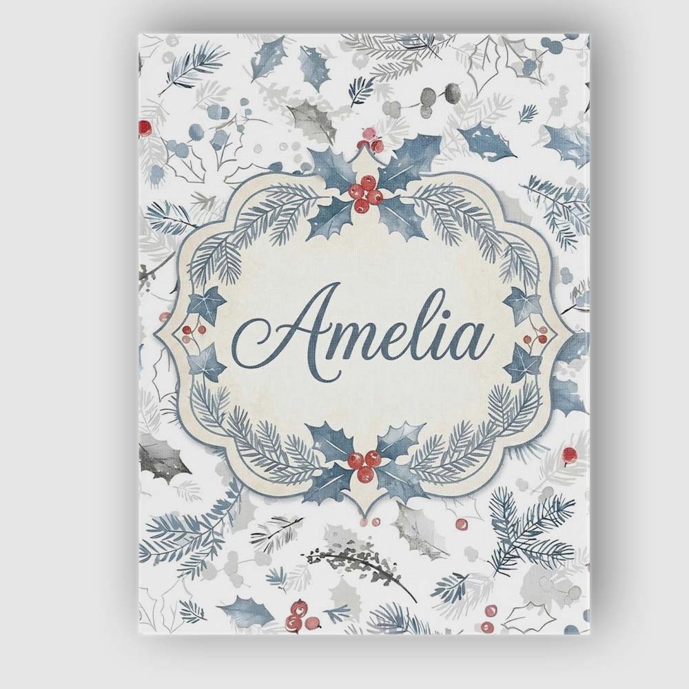 Personalised Name Winter Botanical Leaves Custom Unique Gift Idea Elegant Feature Canvas Wall Art Print Decor Picture Ready to Hang