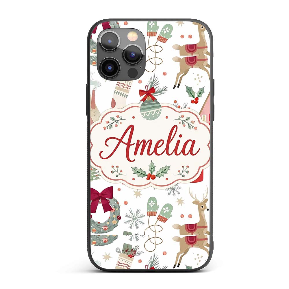 Cozy Christmas Gifts Stocking Holiday Seamless Custom Name Protective Phone Case Mobile Cover Durable Everyday Smartphone Shock Resistant