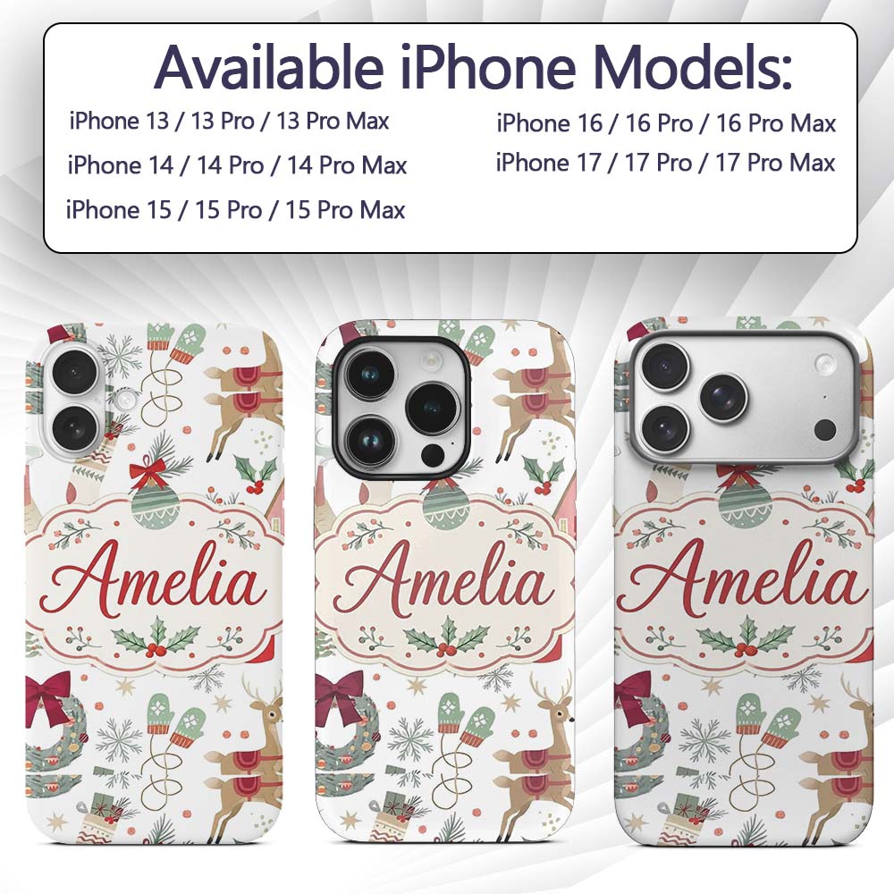 Cozy Christmas Gifts Stocking Holiday Seamless Custom Name Protective Phone Case Mobile Cover Durable Everyday Smartphone Shock Resistant