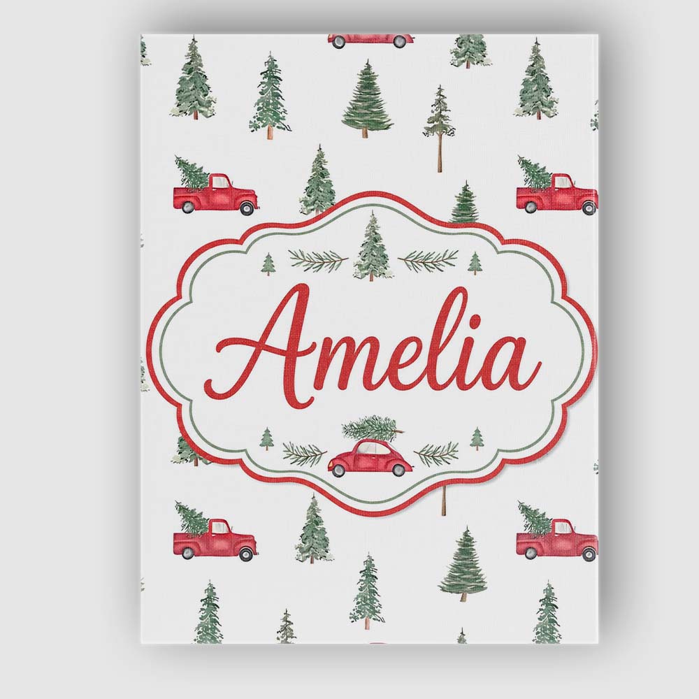 Personalised Name Watercolor Christmas Custom Modern Room Accent Elegant Feature Canvas Wall Art Print Decor Picture Ready to Hang