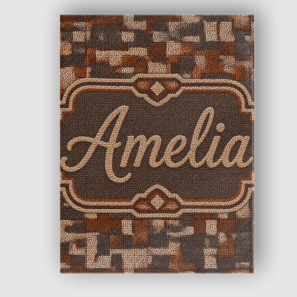 Personalised Name Brown Pebble Mosaic Custom Modern Room Accent Creative Decorator Style Canvas Wall Art Print Decor Picture Ready to Hang