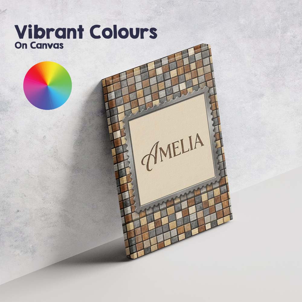 Personalised Name Wood Tile Square Natural Custom Unique Gift Idea Elegant Feature Canvas Wall Art Print Decor Picture Ready to Hang