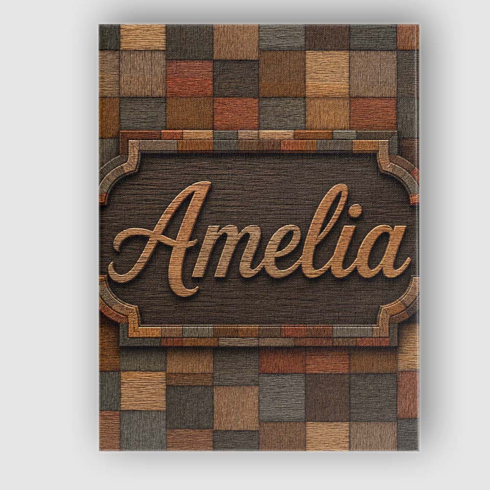 Personalised Name Natural Wooden Square Custom Modern Room Accent Elegant Feature Canvas Wall Art Print Decor Picture Ready to Hang