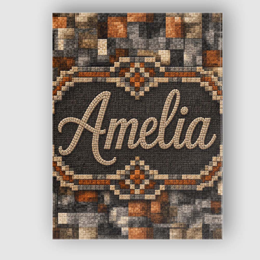 Personalised Name Abstract Pixelated Stone Custom Unique Gift Idea Elegant Feature Canvas Wall Art Print Decor Picture Ready to Hang