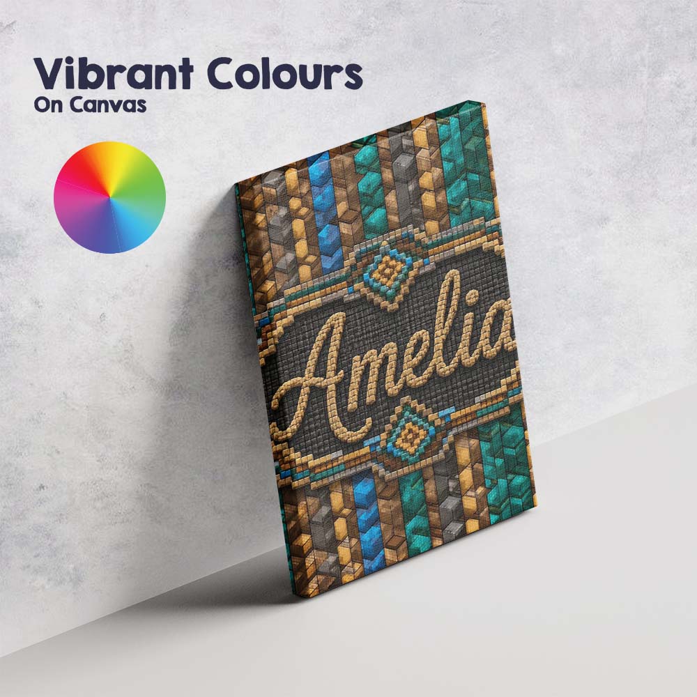 Personalised Name Teal Brown Blue Vertical Custom Unique Gift Idea Elegant Feature Canvas Wall Art Print Decor Picture Ready to Hang