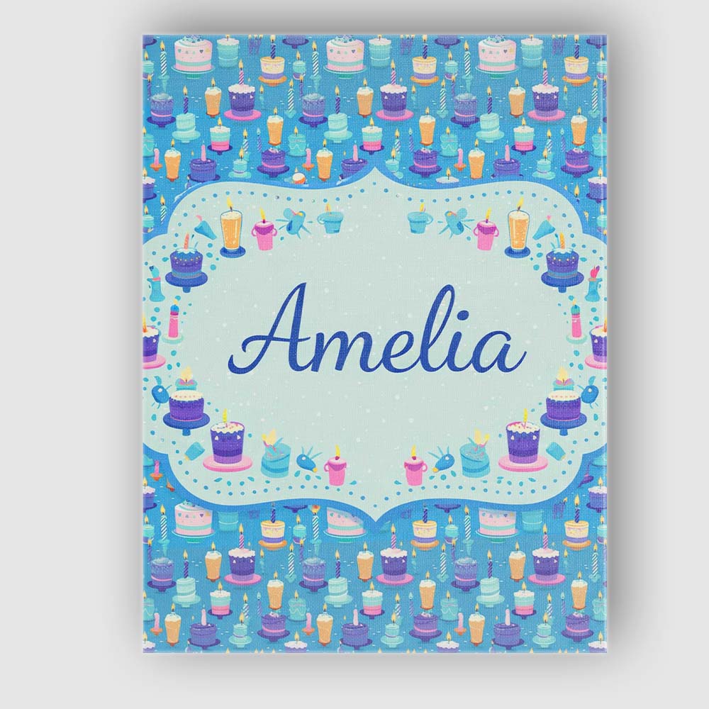 Personalised Name Yellow Floral Cake Seamless Pattern Botanical Custom Statement Canvas Wall Art Print Decor Picture Ready to Hang