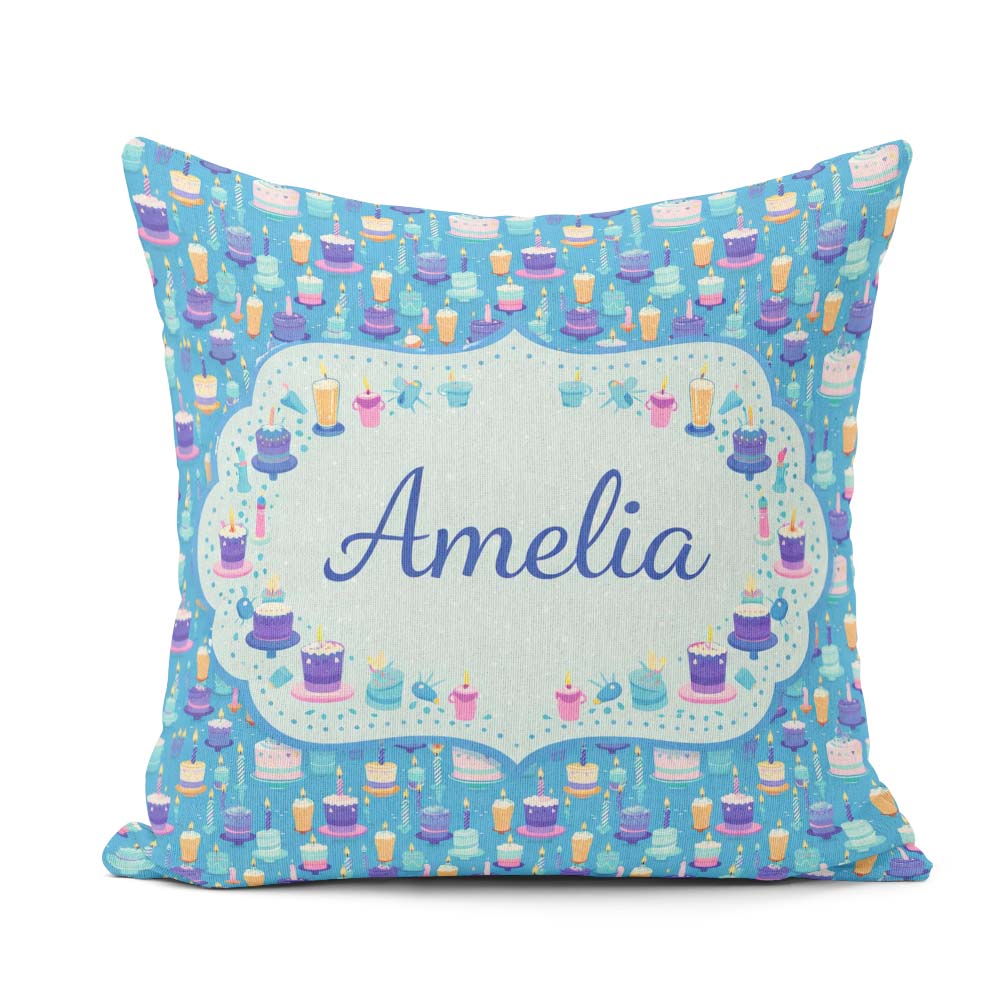 Custom Name Yellow Floral Cake Seamless Pattern Botanical Design Square Filled Cushion Throw Pillow Sofa Bed Home Decor Zip Washable UK Made