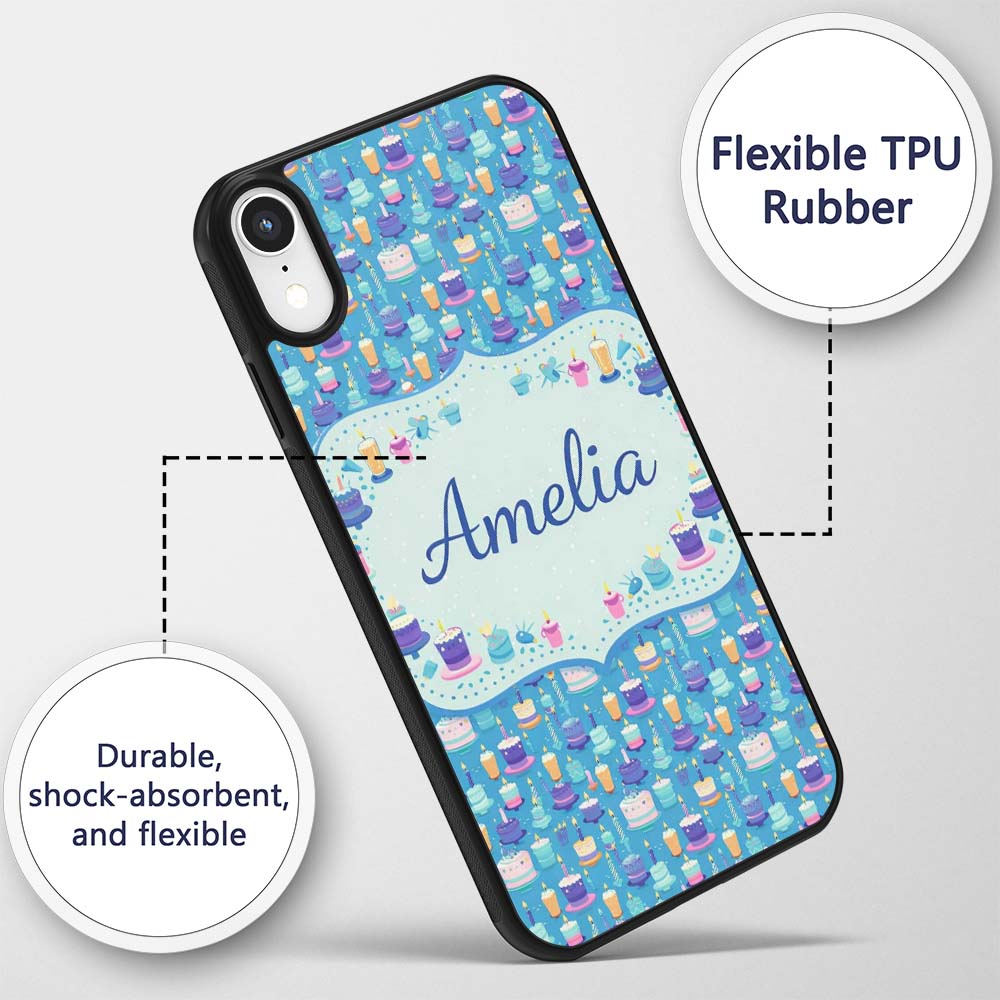 Yellow Floral Cake Seamless Pattern Botanical Custom Name Protective Phone Case Mobile Cover Durable Everyday Smartphone Shock Resistant