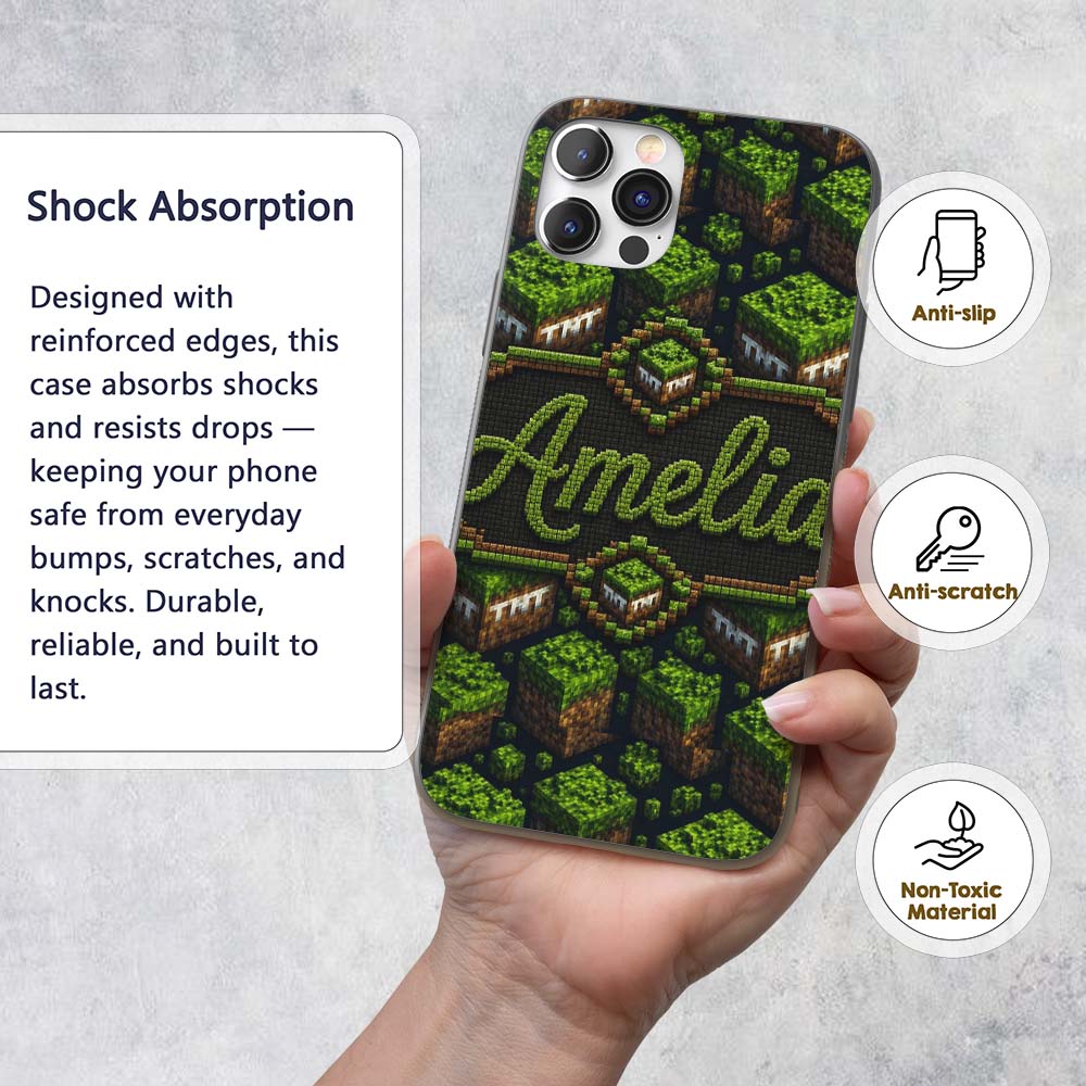 Floating Grass Block Night Landscape Seamless Custom Name Protective Phone Case Mobile Cover Durable Everyday Smartphone Shock Resistant