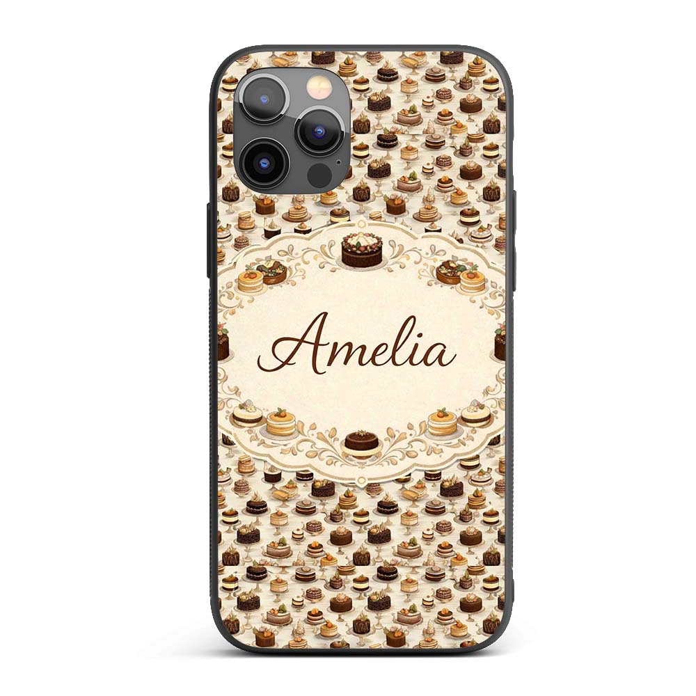 Green Floral Cake Seamless Pattern Botanical Custom Name Protective Phone Case Mobile Cover Durable Everyday Smartphone Shock Resistant