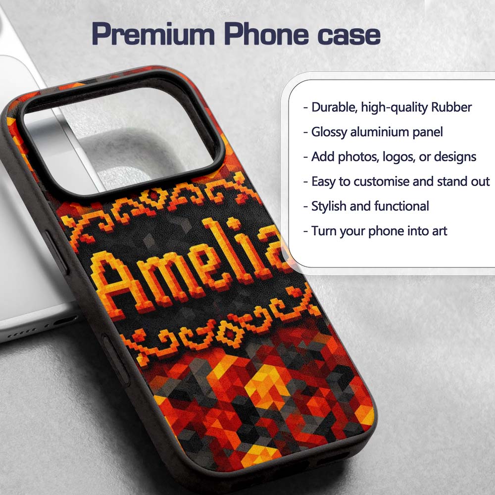 Red Yellow Geometric Cube Abstract Printed Design Custom Name Protective Phone Case Mobile Cover Durable Everyday Smartphone Shock Resistant