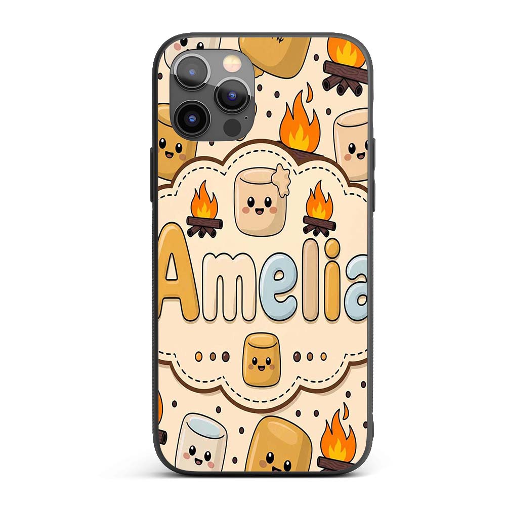 Cute Marshmallows Campfire Smores Sweet Treat Custom Name Protective Phone Case Mobile Cover Durable Everyday Smartphone Shock Resistant
