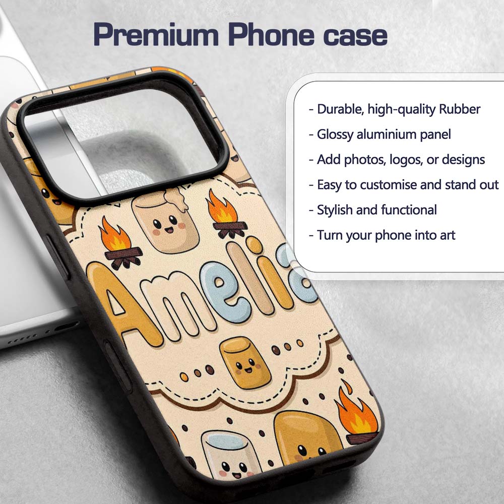 Cute Marshmallows Campfire Smores Sweet Treat Custom Name Protective Phone Case Mobile Cover Durable Everyday Smartphone Shock Resistant