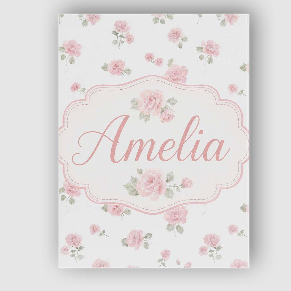 Personalised Name Soft Pink Watercolor Custom Modern Room Accent Elegant Feature Canvas Wall Art Print Decor Picture Ready to Hang