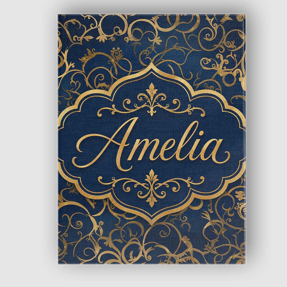 Personalised Name Luxury Gold Floral Vine Custom Unique Gift Idea Elegant Feature Canvas Wall Art Print Decor Picture Ready to Hang