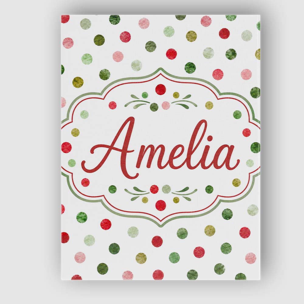Personalised Name Watercolor Red Green Custom Modern Room Accent Elegant Feature Canvas Wall Art Print Decor Picture Ready to Hang