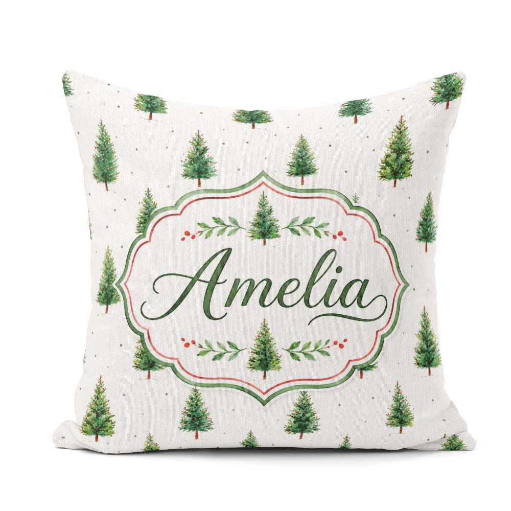Custom Name Mini Christmas Winter Holiday Snowy Seamless Pattern Square Filled Cushion Throw Pillow Sofa Bed Home Decor Zip Washable UK Made
