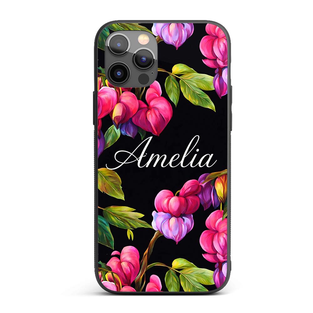 Vibrant Pink Bleeding Heart Decorative Design Custom Name Protective Phone Case Mobile Cover Durable Everyday Smartphone Shock Resistant