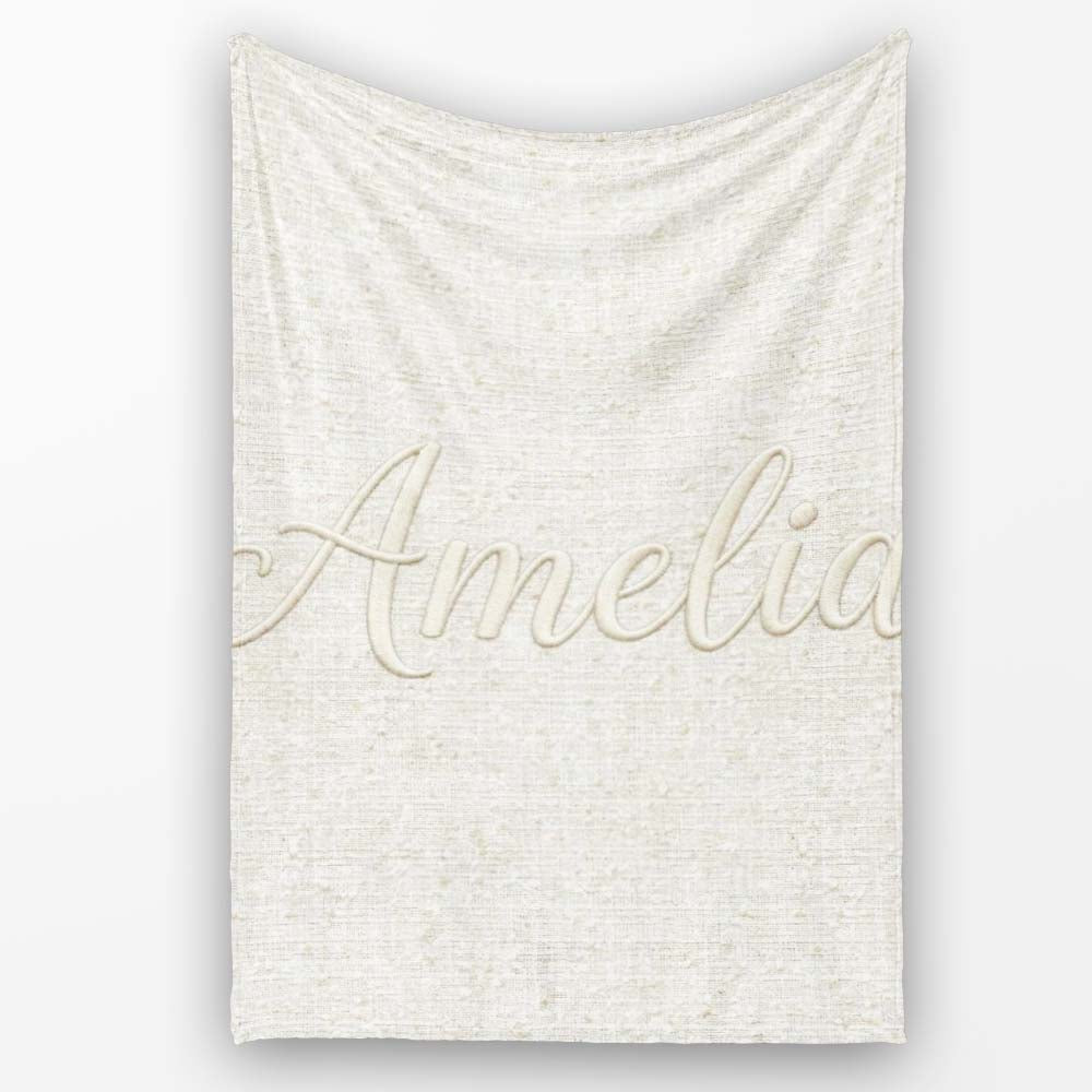 Neutral Linen Texture Subtle Effect Seamless Pattern Lovely Personalised Custom Name Super Soft Fleece Blanket Bed Sofa Throw