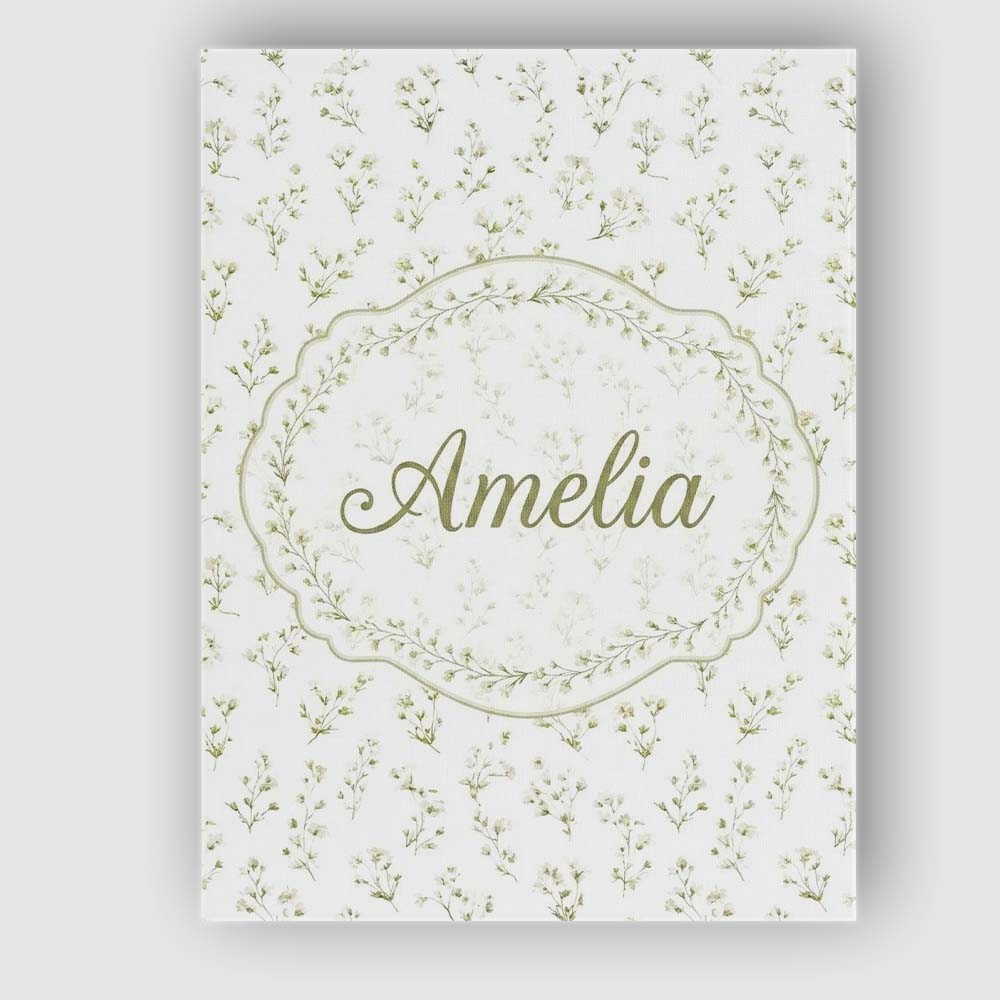 Personalised Name Delicate White Floral Custom Modern Room Accent Elegant Feature Canvas Wall Art Print Decor Picture Ready to Hang