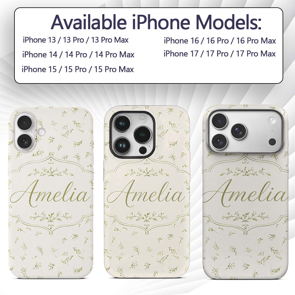 Tiny Wildflower Scatter Soft Botanical Seamless Custom Name Protective Phone Case Mobile Cover Durable Everyday Smartphone Shock Resistant