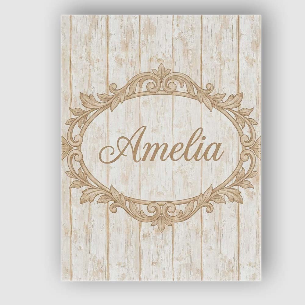 Personalised Name Rustic Whitewashed Wooden Custom Bespoke Interior Contemporary Canvas Wall Art Print Decor Picture Ready to Hang