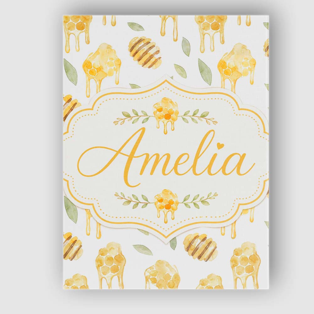 Personalised Name Golden Honey Drip and Custom Modern Room Accent Elegant Feature Canvas Wall Art Print Decor Picture Ready to Hang