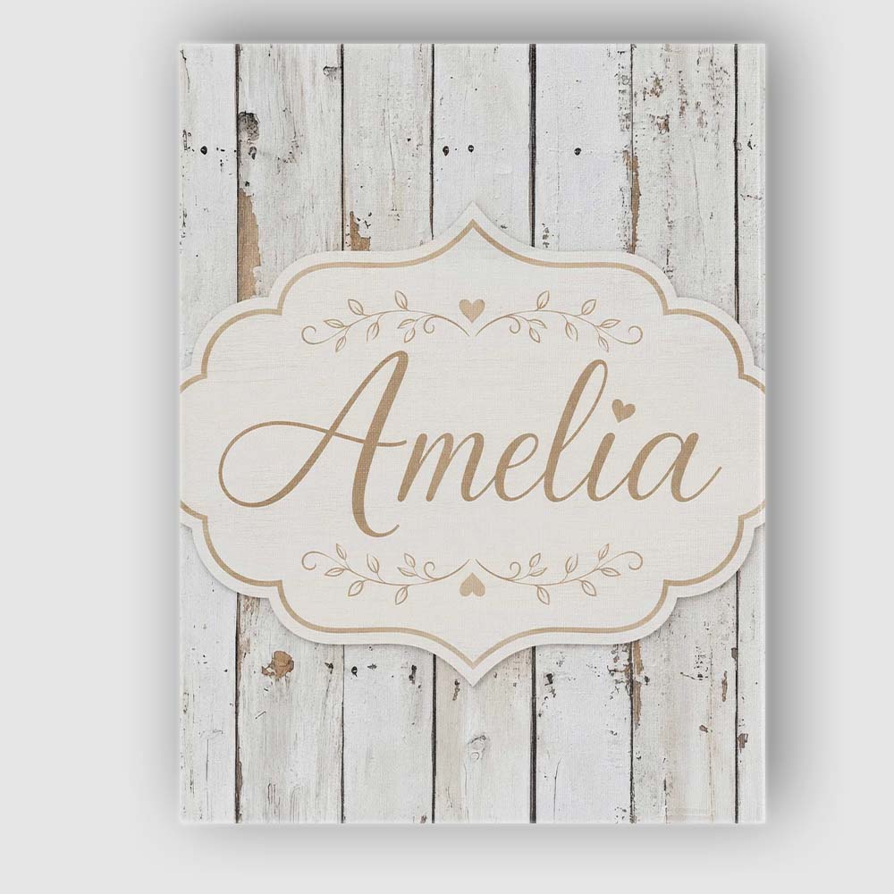 Personalised Name Weathered White Wooden Custom Unique Gift Idea Elegant Feature Canvas Wall Art Print Decor Picture Ready to Hang