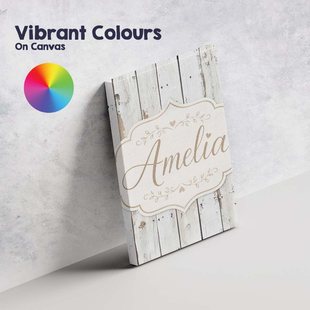 Personalised Name Weathered White Wooden Custom Unique Gift Idea Elegant Feature Canvas Wall Art Print Decor Picture Ready to Hang