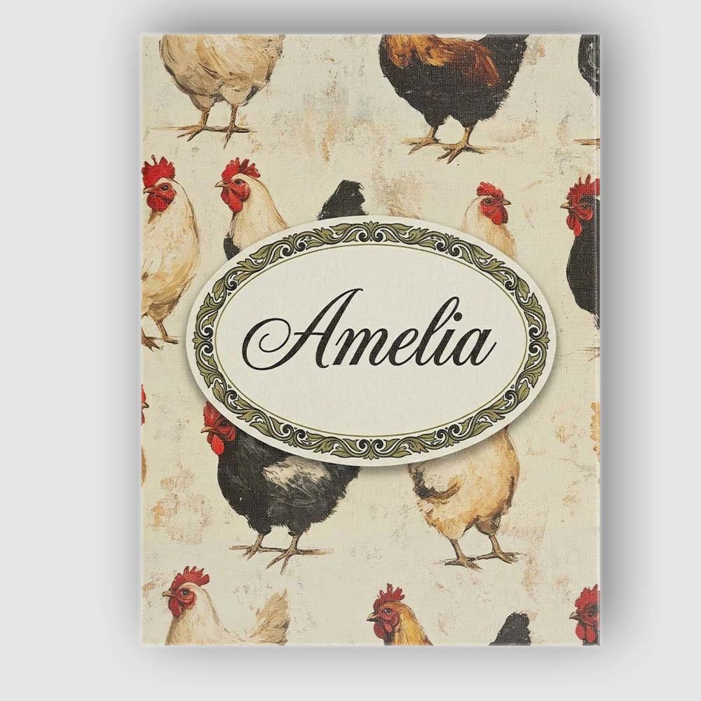 Personalised Name Country Farm Chicken Custom Modern Room Accent Elegant Feature Canvas Wall Art Print Decor Picture Ready to Hang