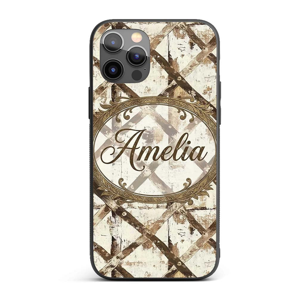 Rustic Distressed Wooden Cross Printed Design Custom Name Protective Phone Case Mobile Cover Durable Everyday Smartphone Shock Resistant