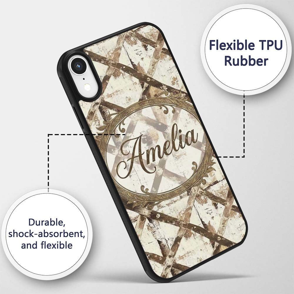 Rustic Distressed Wooden Cross Printed Design Custom Name Protective Phone Case Mobile Cover Durable Everyday Smartphone Shock Resistant