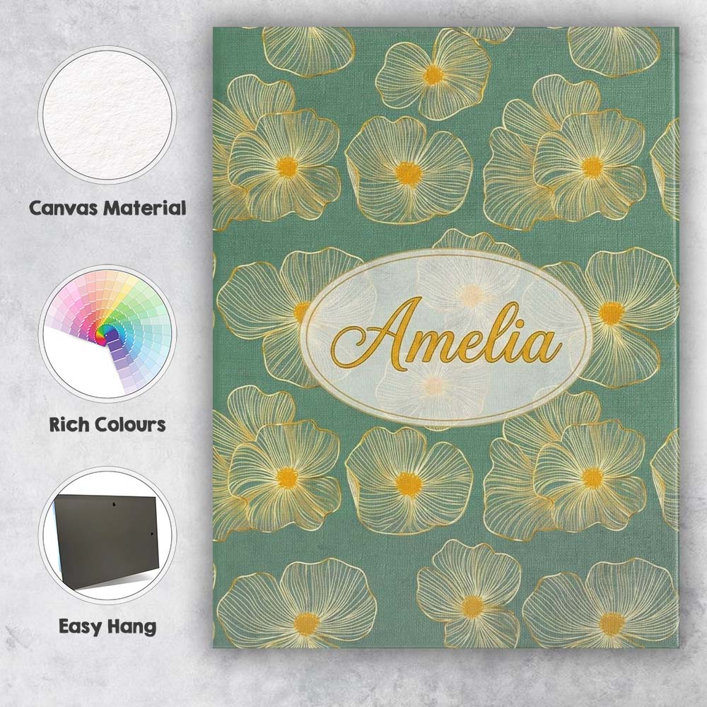 Personalised Name Luxury Teal Background Custom Unique Gift Idea Elegant Feature Canvas Wall Art Print Decor Picture Ready to Hang
