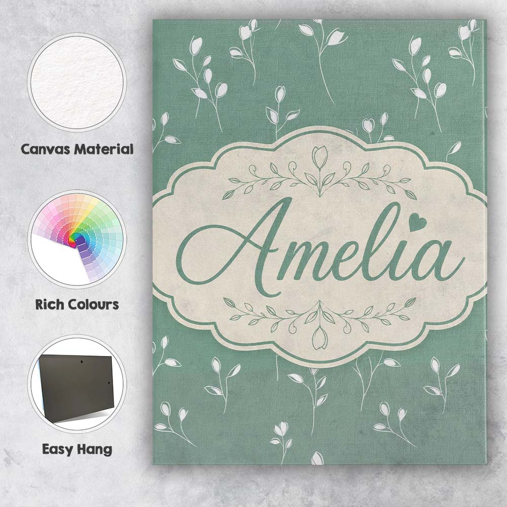 Personalised Name Minimalist Sage Green Custom Modern Room Accent Elegant Feature Canvas Wall Art Print Decor Picture Ready to Hang