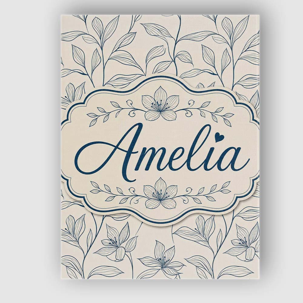 Personalised Name Elegant Beige Botanical Custom Bespoke Decorative Contemporary Canvas Wall Art Print Decor Picture Ready to Hang