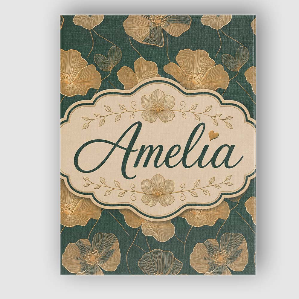 Personalised Name Luxury Dark Green Floral Custom Unique Gift Idea Elegant Feature Canvas Wall Art Print Decor Picture Ready to Hang