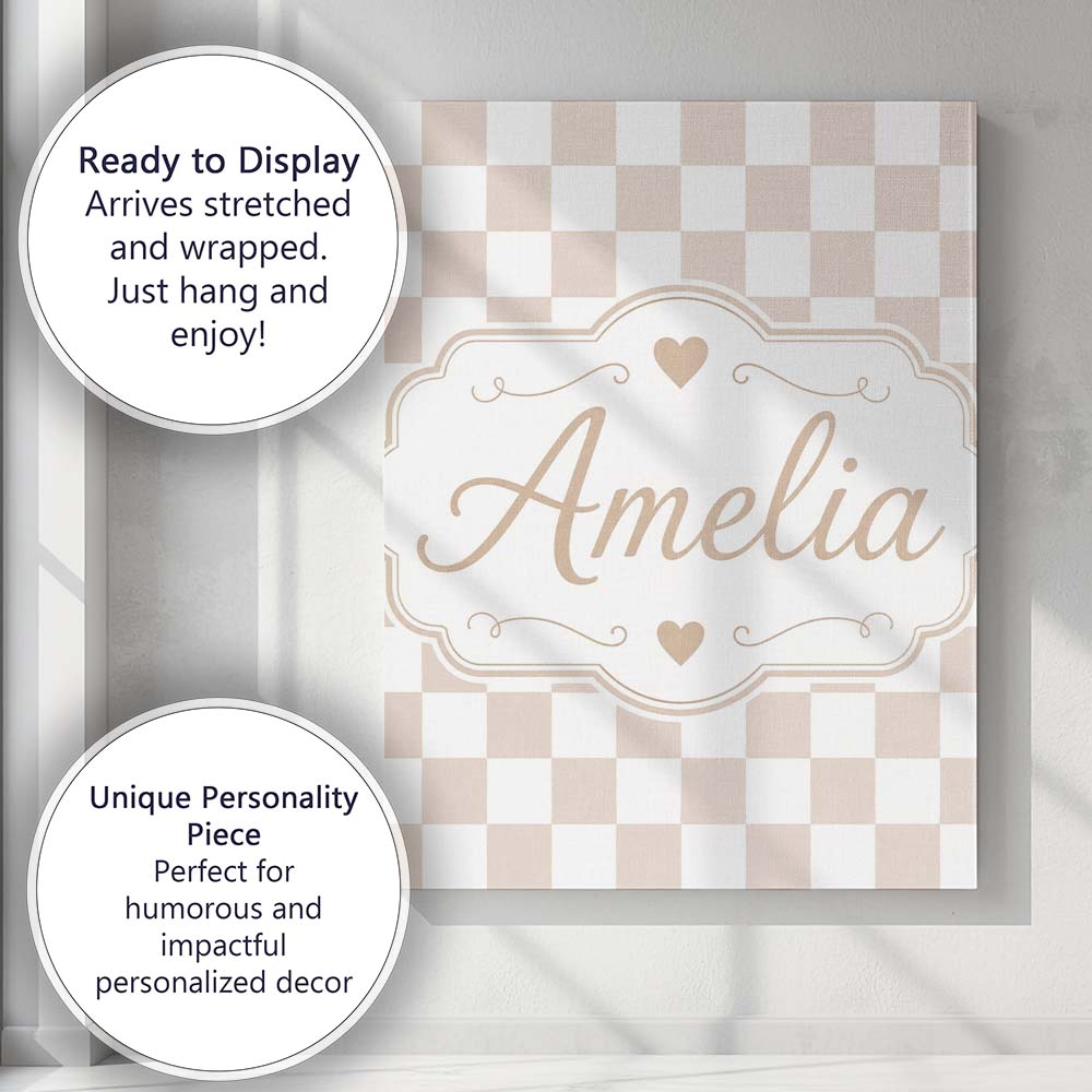 Personalised Name Minimalist Neutral Custom Premium Decorative Design Modern Room Accent Canvas Wall Art Print Decor Picture Ready to Hang