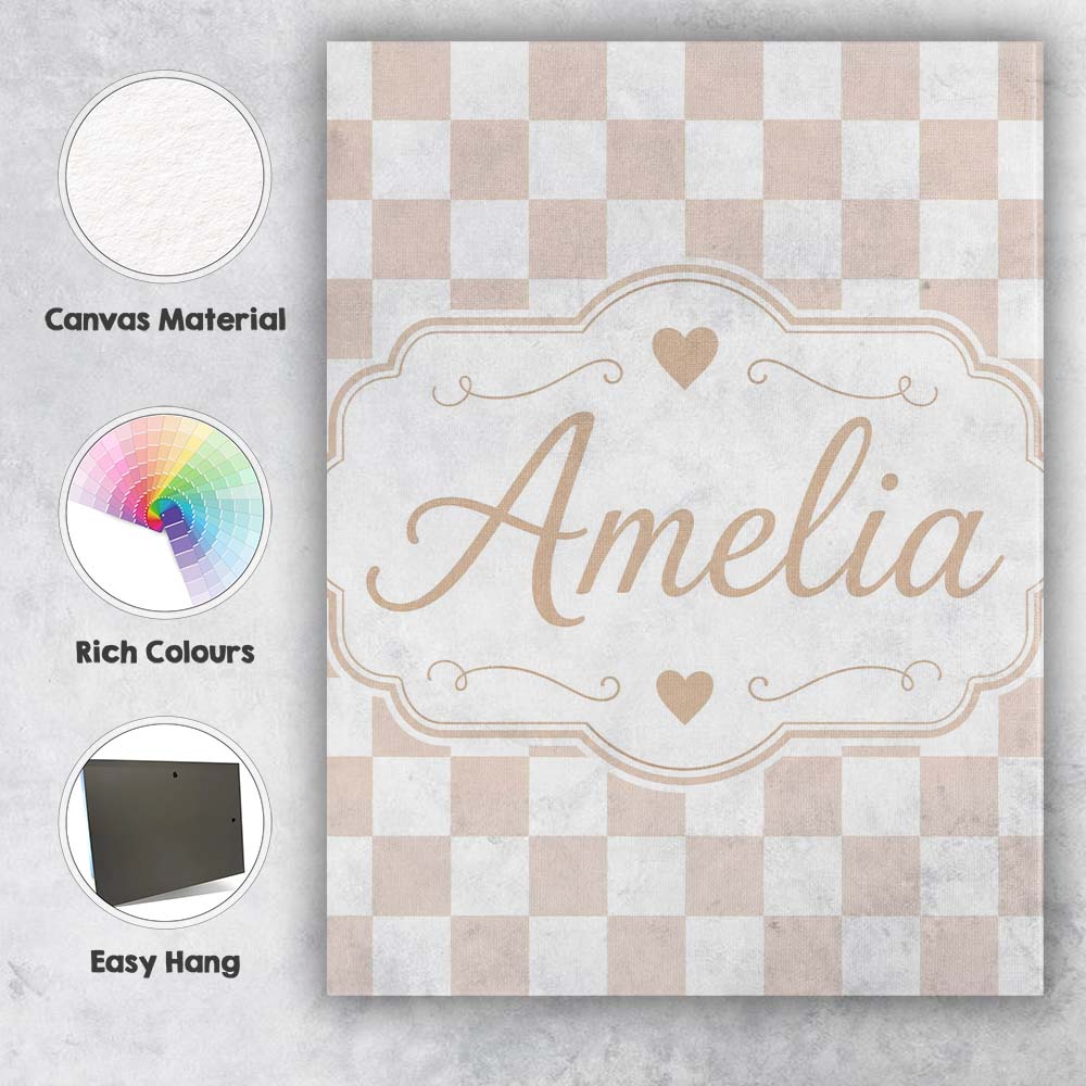 Personalised Name Minimalist Neutral Custom Premium Decorative Design Modern Room Accent Canvas Wall Art Print Decor Picture Ready to Hang