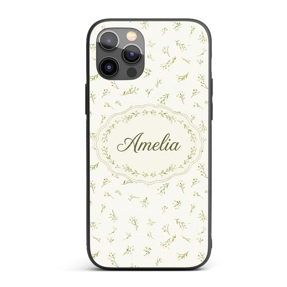 Scattered Tiny Floral Sprig Pattern with Soft Custom Name Protective Phone Case Mobile Cover Durable Everyday Smartphone Shock Resistant