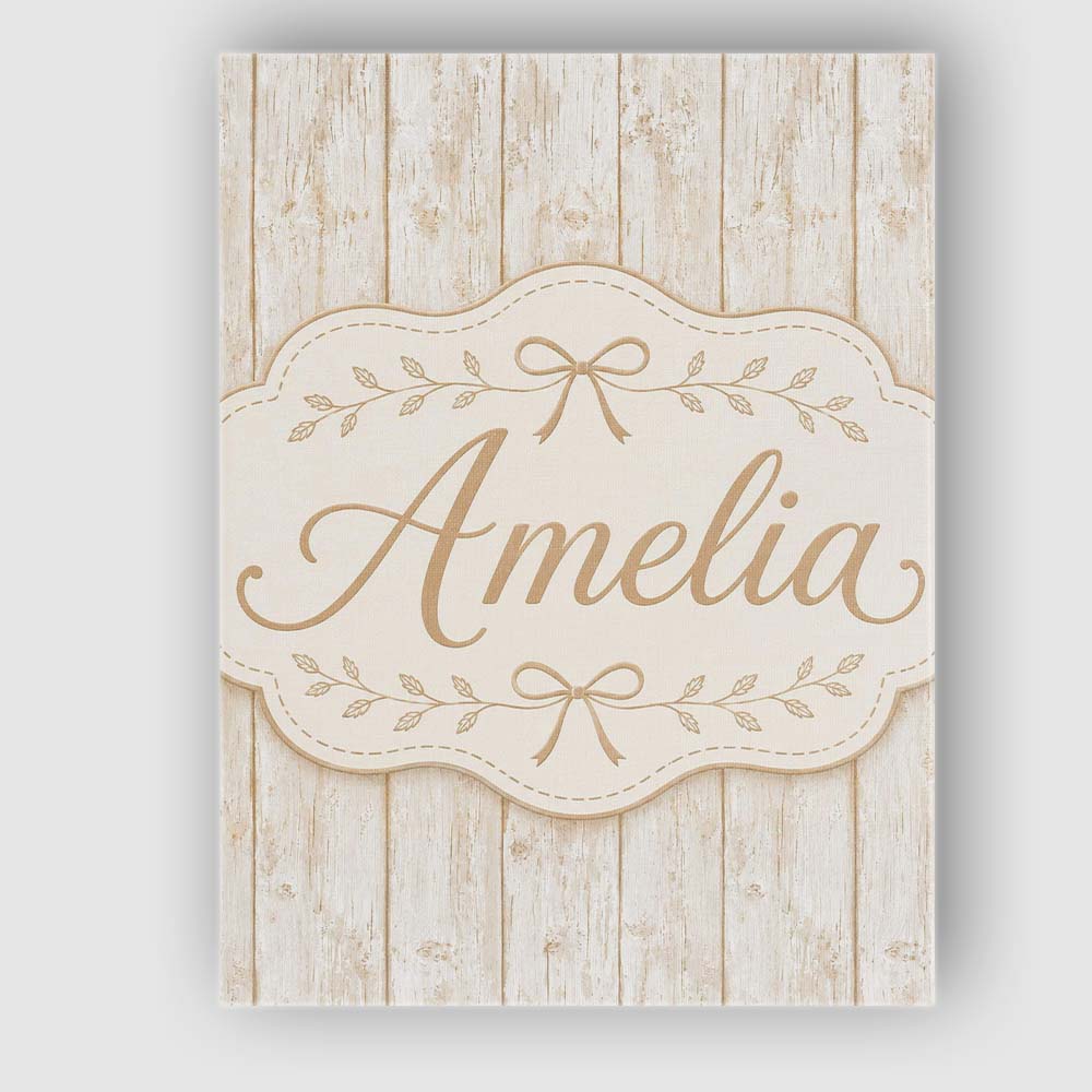 Personalised Name Rustic Whitewashed Wooden Custom Bespoke Interior Contemporary Canvas Wall Art Print Decor Picture Ready to Hang