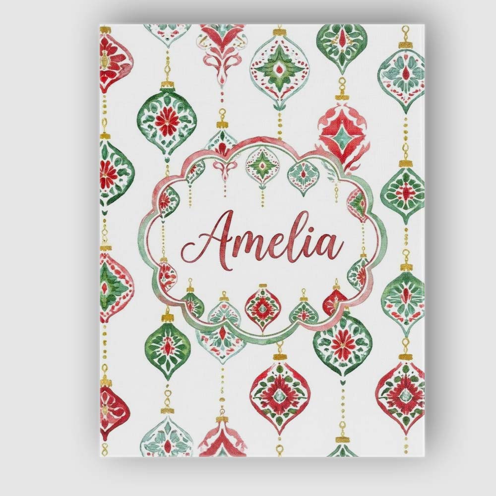 Personalised Name Watercolor Christmas Custom Modern Room Accent Elegant Feature Canvas Wall Art Print Decor Picture Ready to Hang